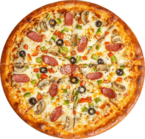 ham peppers and olives pizza